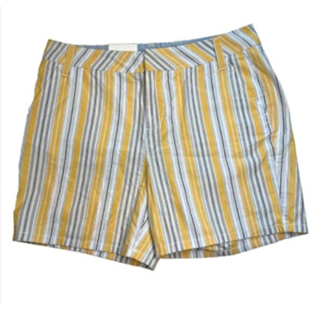 Marc New York Yellow, Gray, & White Striped Shorts w/ Pockets, Size 6, NWT!!